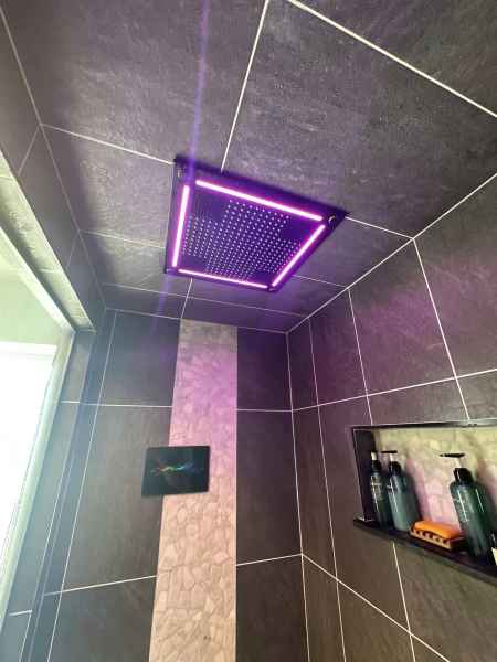 bathroom remodel with heat lamp